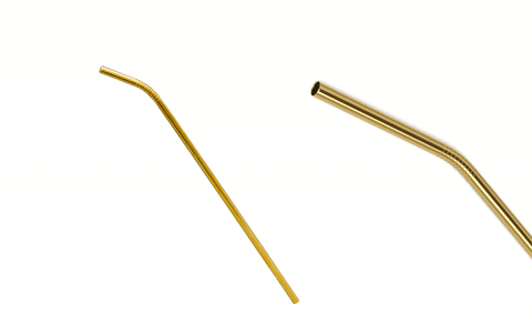 Metāla salmiņš ieliekts (zelta tonis)