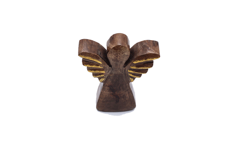 Koka eņģelis ar zeltītiem spārniem, 12cm