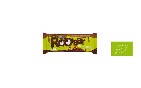 Roo'Bar lazdu riekstu batoniņš ar šokolādes pārklājumu, BIO, 30g