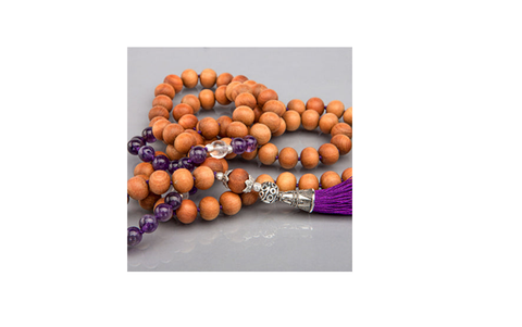 Mala 108 (ametists, koks, kristāls)