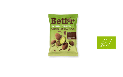 Bett'r Skinny dipped grauzdētas pistācijas šokolādē Organic, 40g