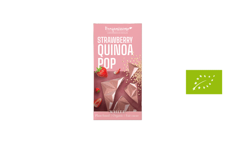 Vegāniskā baltā šokolāde BIO (zemenes, kvinoja), 60g