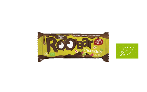 Roo'bar batoniņš ar pistācijām un šokolādes pārklājumu, 30g BIO