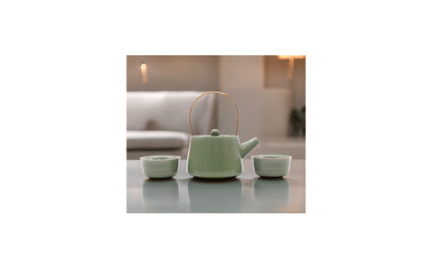 Tējkanna ar 2 tasītēm, Jade