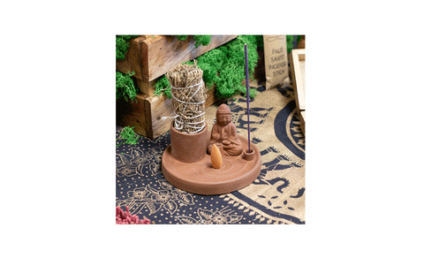 Smaržkociņu, palo santo turētājs Budha